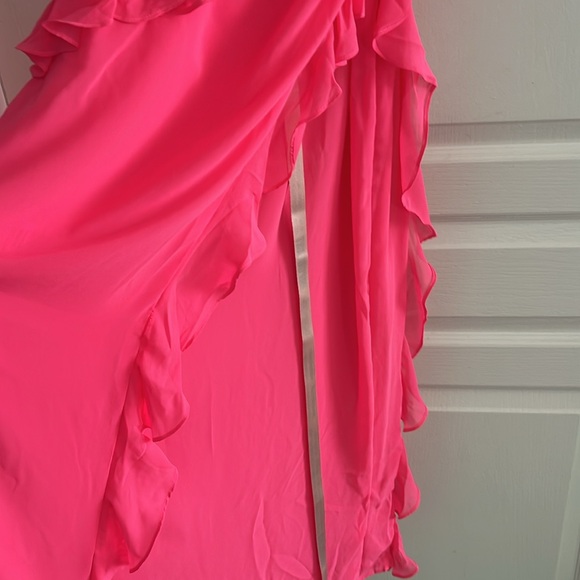 NWT House of CB Sarina Fuchsia Hot Pink Ruffle Strapless Maxi Dress XS - Picture 6 of 8
